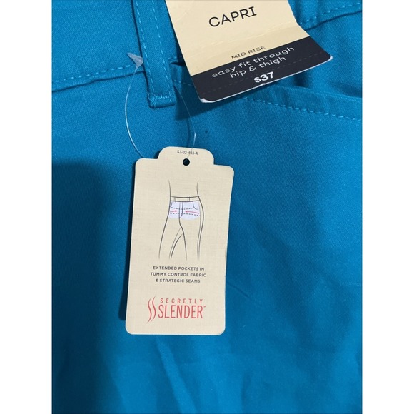 St Johns Bay Capri Jeans 8 Mid Rise Slender Aqua Sail Denim Stretch NWT JCPenney - Picture 3 of 10
